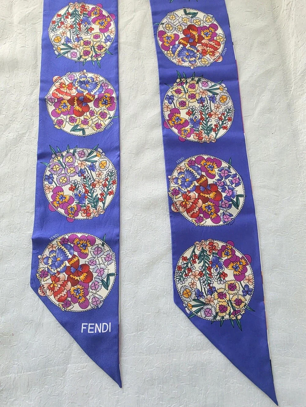 Auth Fendi Floral Maxi Wrappy Silk  Twilly